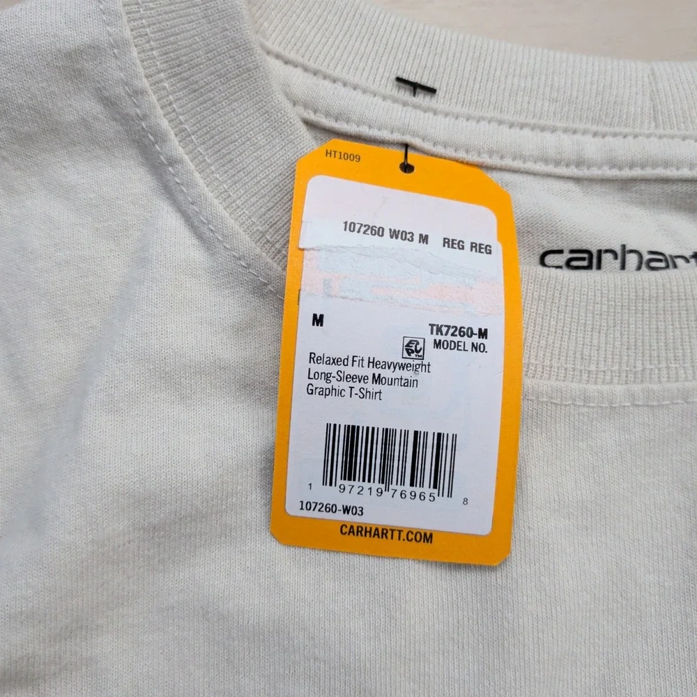 NEW Carhartt Relaxed Fit Heavyweight Long Sleeve T-Shirt Mens M Mountain Graphic - Picture 4 of 16